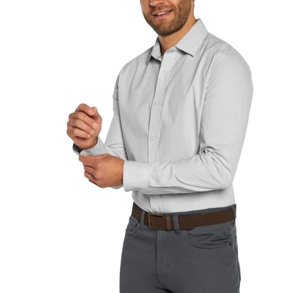 Banana Republic Men's Poplin Long Sleeve Button Down Grey Dress Shirt Size XL
